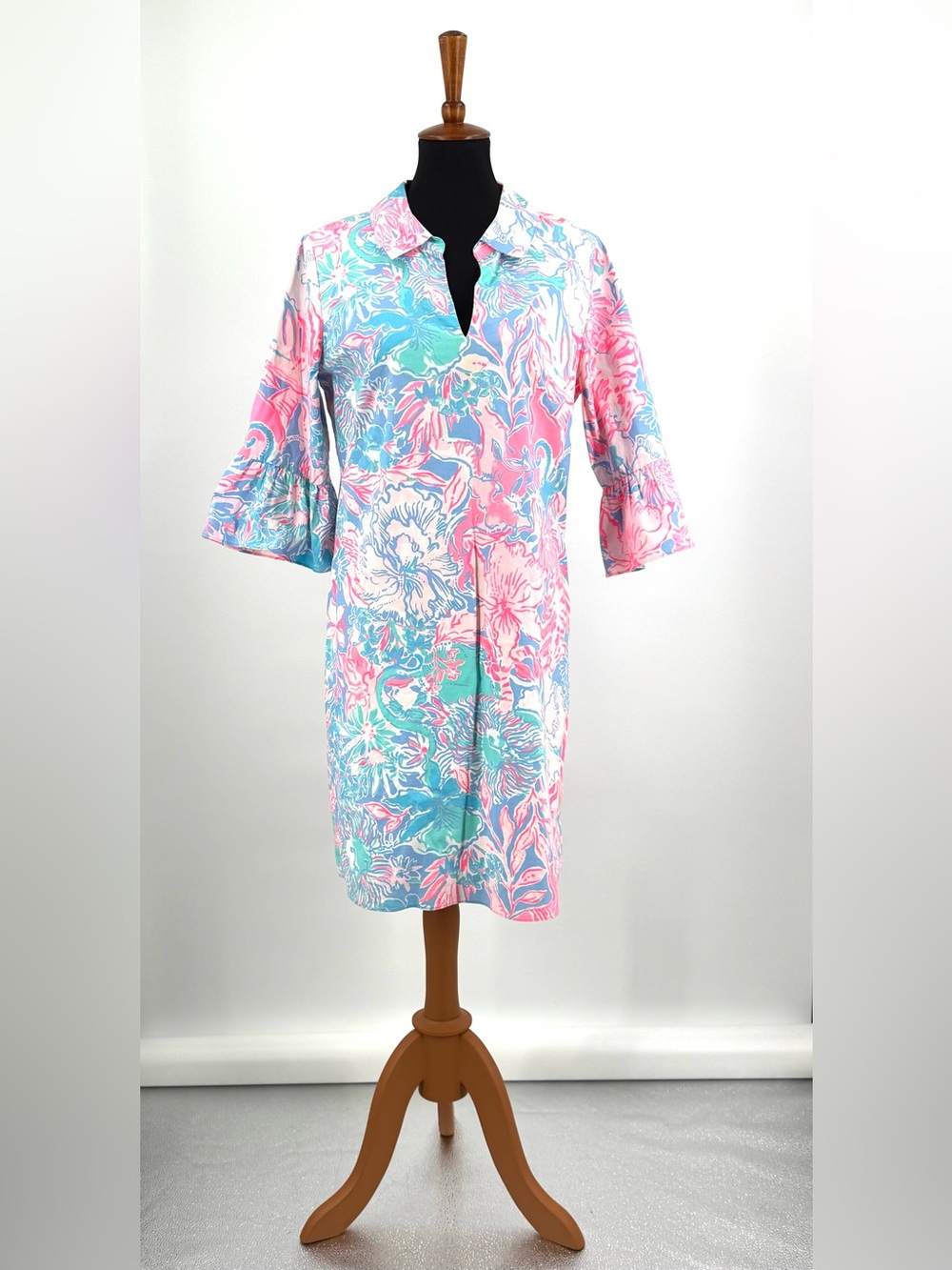 Lilly Pulitzer Ginger Stretch Dress Pink Blue Viva La Lilly Size 10